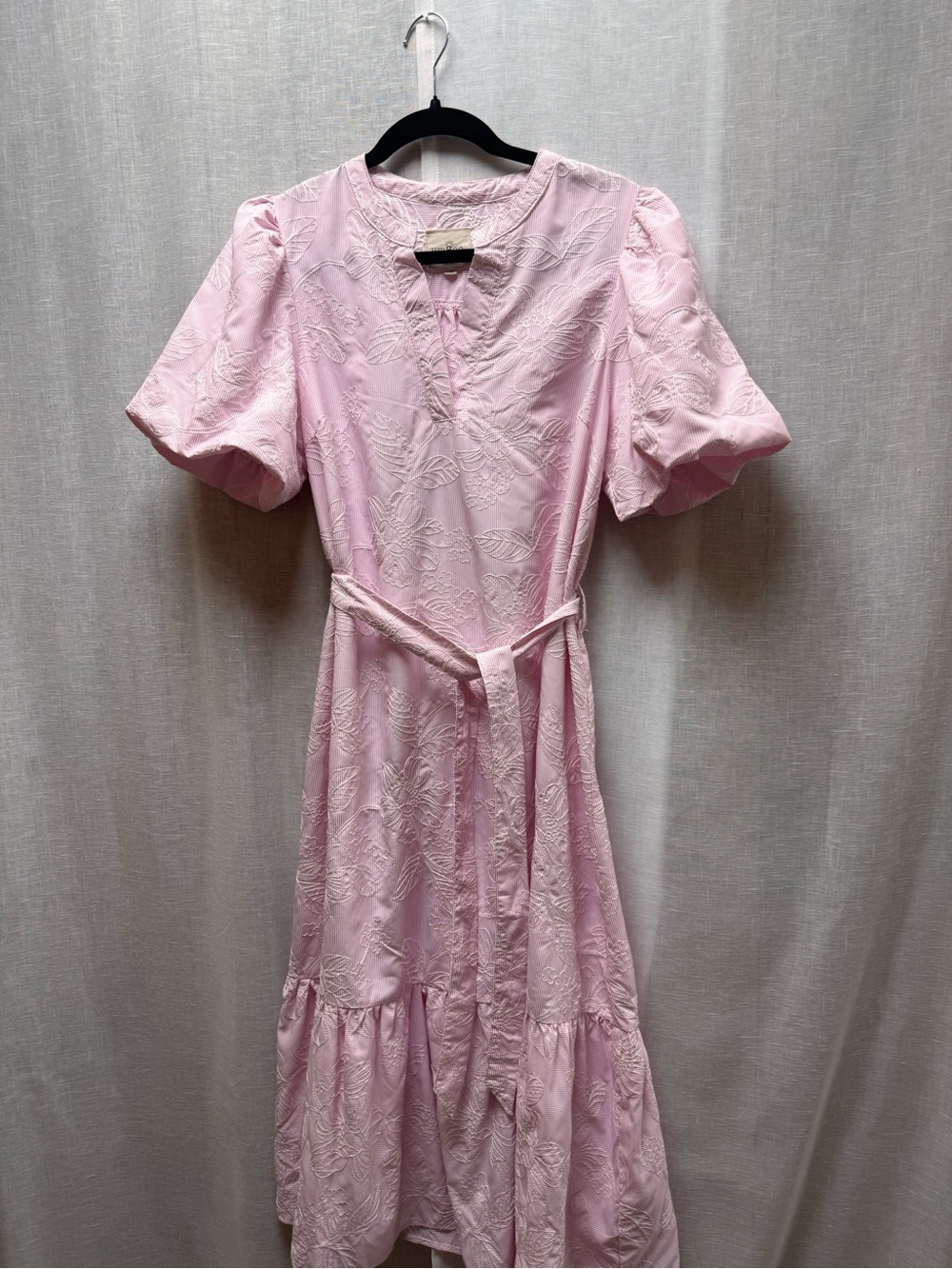 Umgee Blush Pink Textured Midi Dress with Self Tie